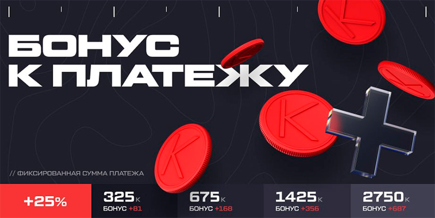 Бонусы к пополнению в Warface
